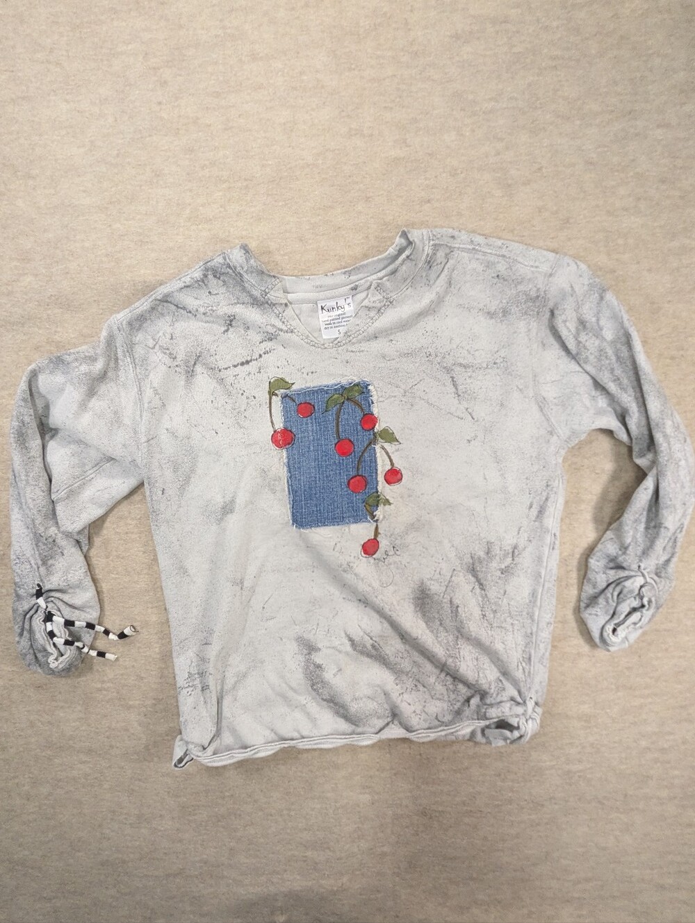 Klunky's Wearable Art Cherry Sweatshirt Handmade Unique Tie Dye One-Of-A-Kind S